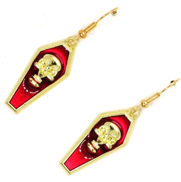 💀⚰ Skull Coffin Earrings - Picture 3 of 3